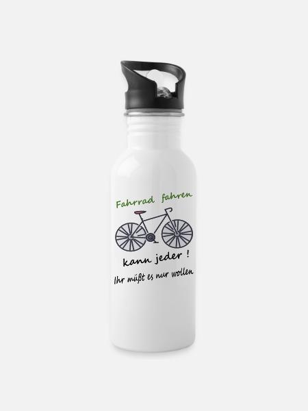 Fahrrad fahren kann jeder - Trinkflasche mit integriertem Trinkhalm - Weiß
