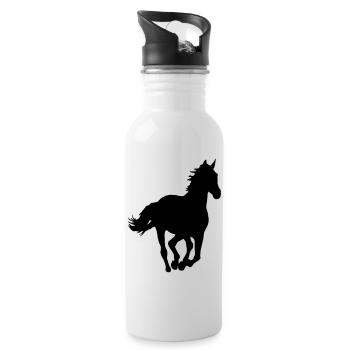 Un cheval - Gourde avec paille intégrée - blanc - Droite