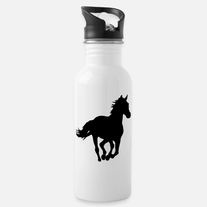Un cheval - Gourde avec paille intégrée - blanc