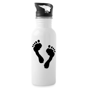 Füsse Silhouette - Trinkflasche mit integriertem Trinkhalm - Weiß - Rechts