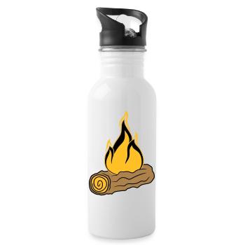 holz ast wald baum stamm holzscheid waldbrand bran - Trinkflasche mit integriertem Trinkhalm - Weiß - Rechts