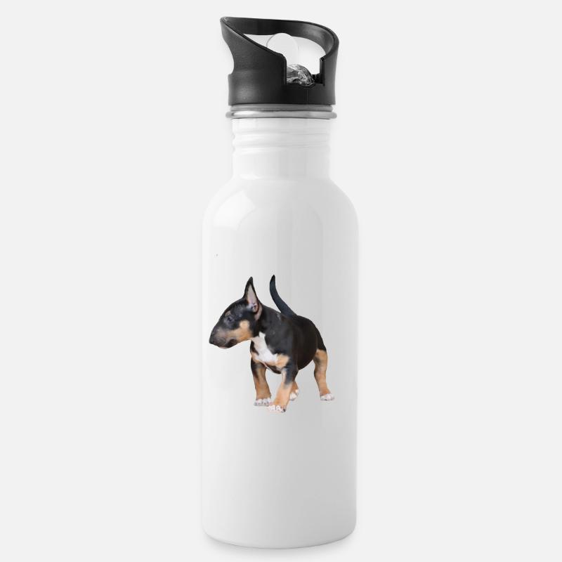 Bull Terrier miniature - Gourde avec paille intégrée - blanc