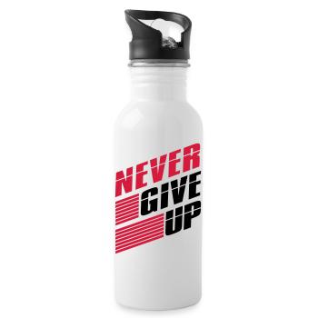 team logo balken striche we never give up niemals - Trinkflasche mit integriertem Trinkhalm - Weiß - Rechts