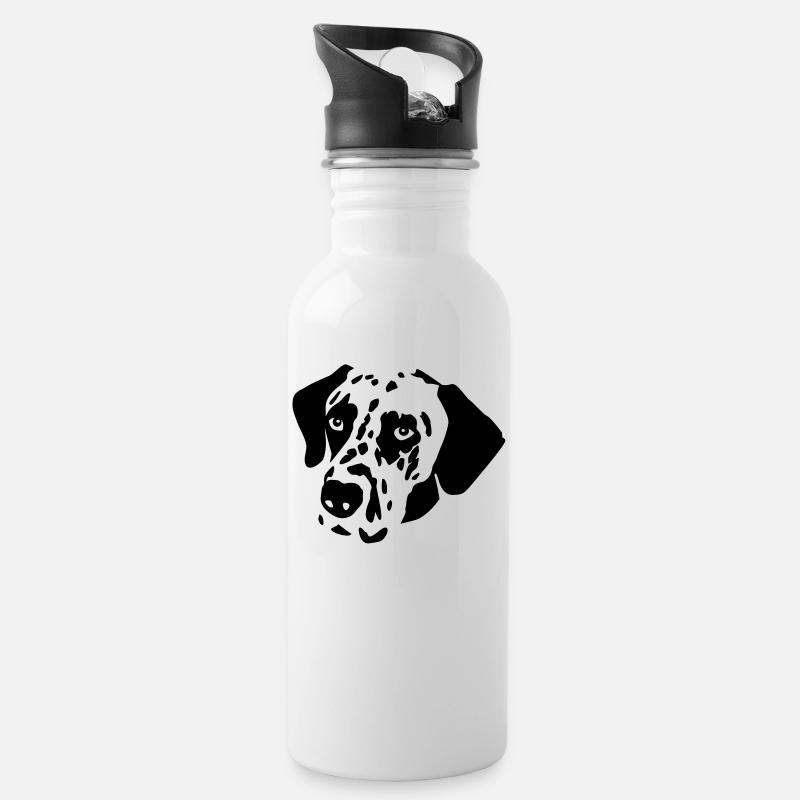 Dalmatiner Hund - Trinkflasche mit integriertem Trinkhalm - Weiß
