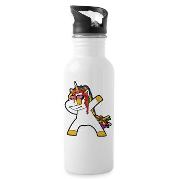 Cute Funny Cool Unicorn Unicorns fable - Water bottle with straw - white - Right