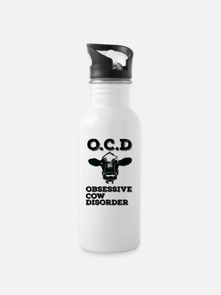 Cow Obsessive Cow Disorder - Water bottle with straw - white