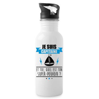 Je suis capitaine idée cadeau bateau - Gourde avec paille intégrée - blanc - Droite