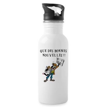 Chat livreur de journaux - Gourde avec paille intégrée - blanc - Droite