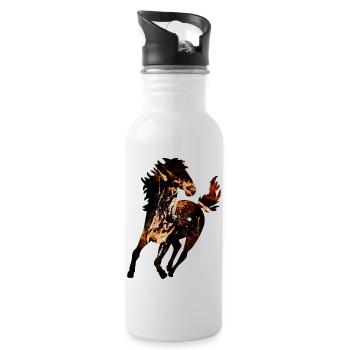 gxp braunes Pferd Spritzer Wasserfarbe - Trinkflasche mit integriertem Trinkhalm - Weiß - Rechts