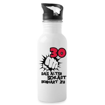 30 Birthday: Age slams beinhart - Water bottle with straw - white - Right