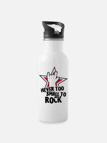 never too small to rock - geburt - baby -kleinkind - Gourde avec paille intégrée - blanc