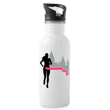 Marathon - Mainz - Läuferin - Run - Lauf - 3C - Trinkflasche mit integriertem Trinkhalm - Weiß - Rechts