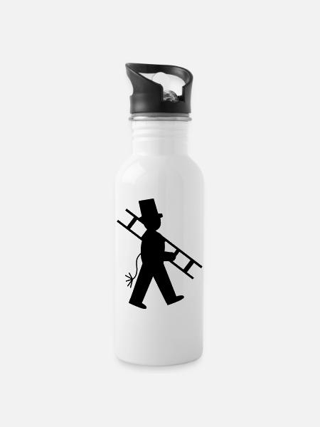 schornsteinfeger - Trinkflasche mit integriertem Trinkhalm - Weiß