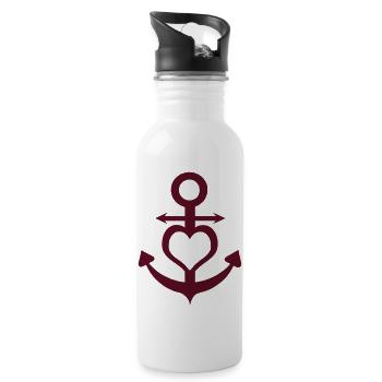 Anchor Heart / Love & Hope 1c - Water bottle with straw - white - Right