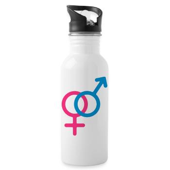 Male and Female Symbol - Water bottle with straw - white - Right