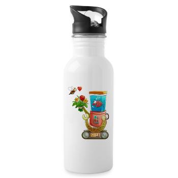 Robot in Love - Trinkflasche mit integriertem Trinkhalm - Weiß - Rechts