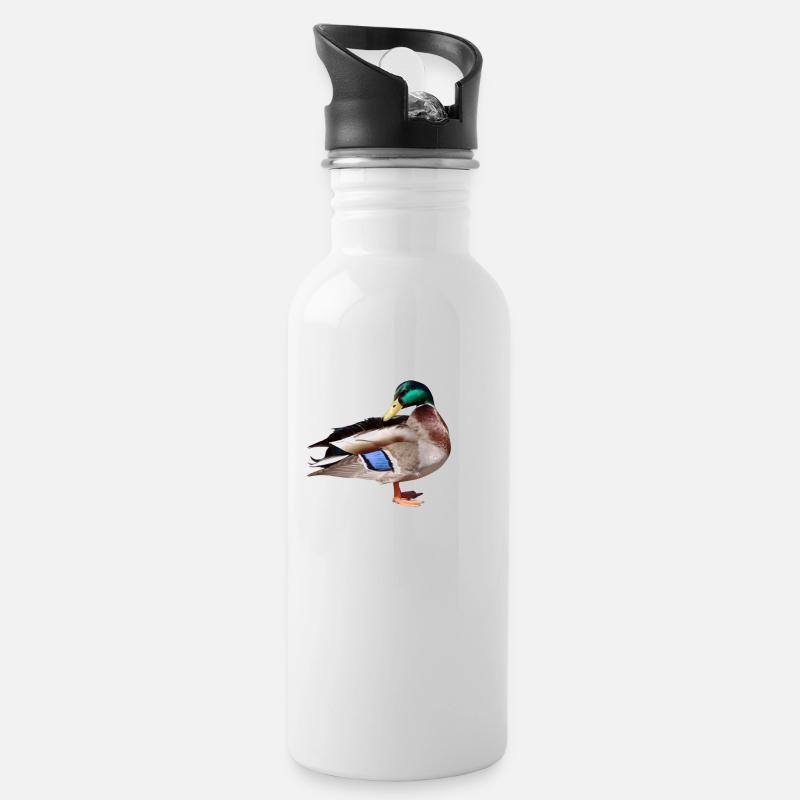 ente - Trinkflasche mit integriertem Trinkhalm - Weiß