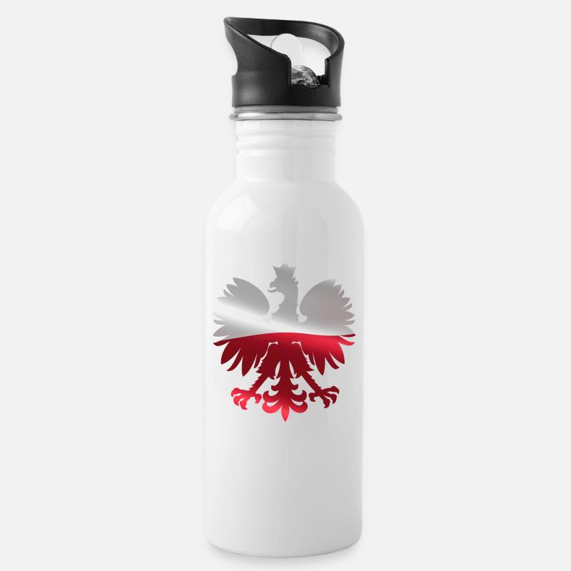 Polish eagle | Poland Polska flag gift - Water bottle with straw - white