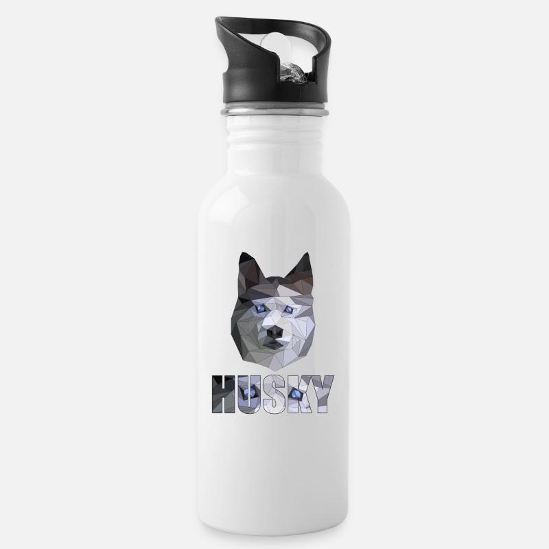 Husky Polygon - Trinkflasche mit integriertem Trinkhalm - Weiß