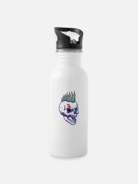 Punker - Trinkflasche mit integriertem Trinkhalm - Weiß