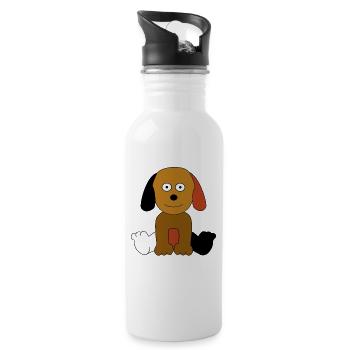 Kleiner süßer bunter Hund Tiere Haustiere Kinder - Trinkflasche mit integriertem Trinkhalm - Weiß - Rechts