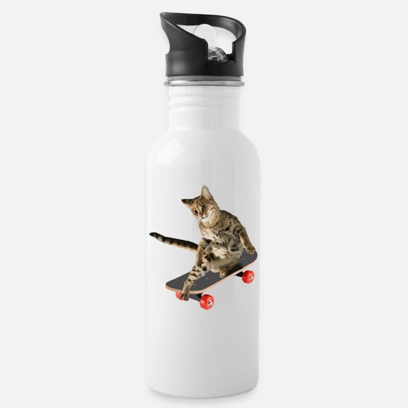Cat Skateboards skateboards - Water bottle with straw - white