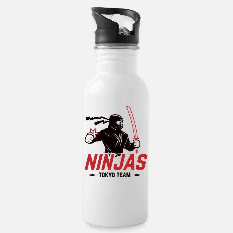 Ninja - Water bottle with straw - white