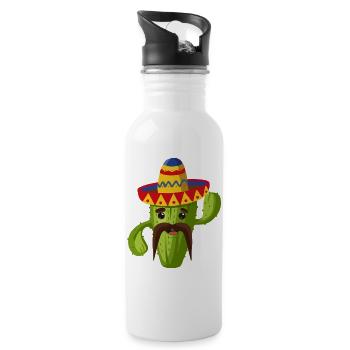 Cactus mexicain - Gourde avec paille intégrée - blanc - Droite