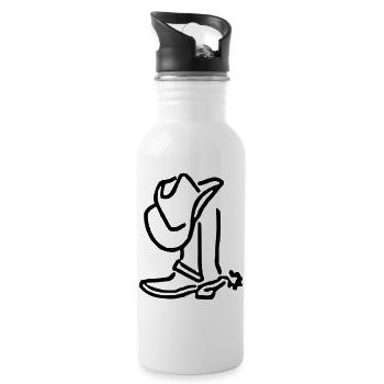 Cowboy hat and country boots - Water bottle with straw - white - Right