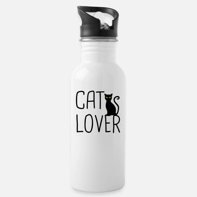 Amoureux des chats - Gourde avec paille intégrée - blanc