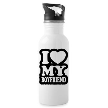 I love my boyfriend - J'aime mon ami - Gourde avec paille intégrée - blanc - Droite
