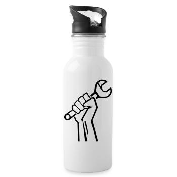 handwerker_f1 - Trinkflasche mit integriertem Trinkhalm - Weiß - Rechts
