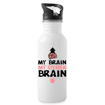 my other brain brain brain expression - Water bottle with straw - white - Right