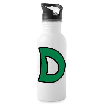 Letter D comic cartoon - Water bottle with straw - white - Right