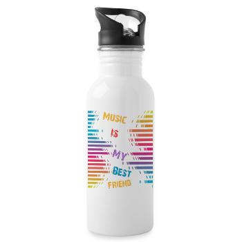 Music is my best friend - Water bottle with straw - white - Right