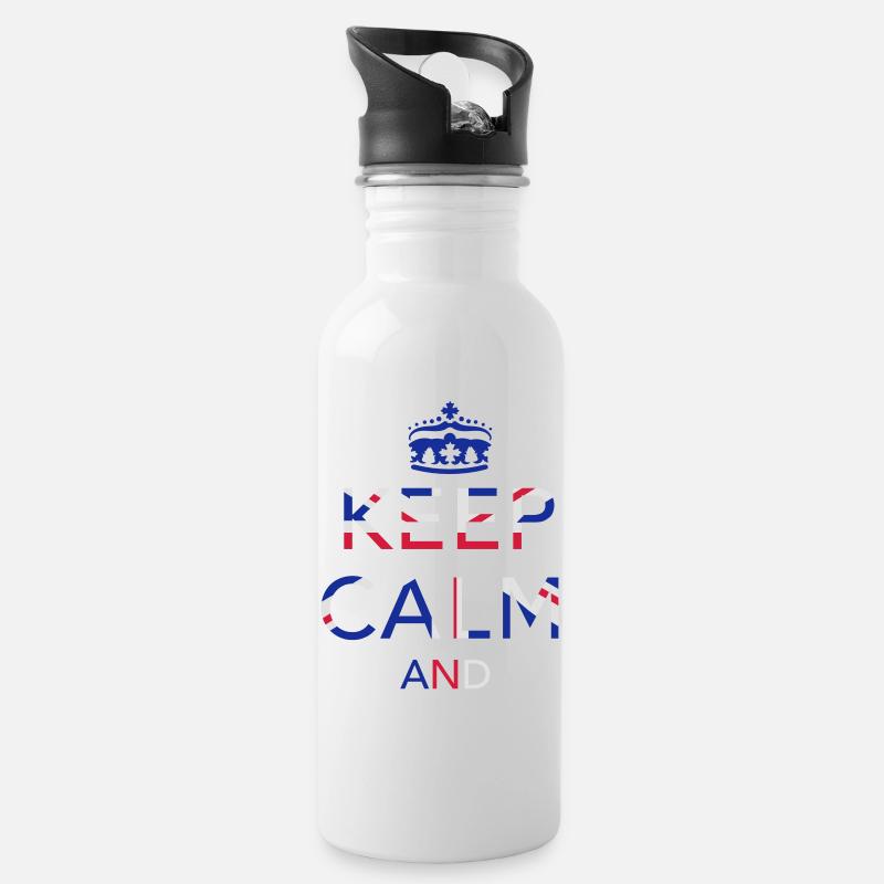 Keep calm ... Union Jack - Water bottle with straw - white
