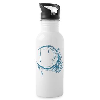 Mond Zeit - Moon Time - Trinkflasche mit integriertem Trinkhalm - Weiß - Rechts