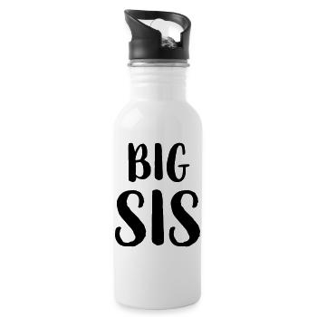 big sis Schwester Geschwister Familie Geschenk - Trinkflasche mit integriertem Trinkhalm - Weiß - Rechts