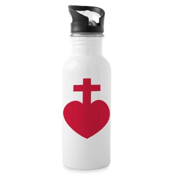 sacré cœur symbole vendéen croix amour - Gourde avec paille intégrée - blanc - Droite
