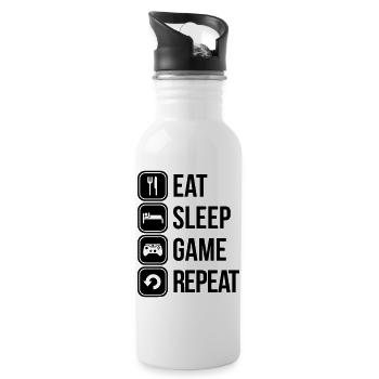 eat sleep game repeat spiele - Trinkflasche mit integriertem Trinkhalm - Weiß - Rechts