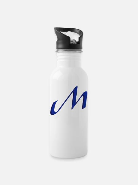 M, Buchstaben, Letters, Initialen - Trinkflasche mit integriertem Trinkhalm - Weiß