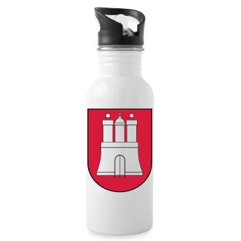 Hamburg Wappen - Gourde avec paille intégrée - blanc - Droite