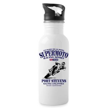 Supermoto Racing - Trinkflasche mit integriertem Trinkhalm - Weiß - Rechts