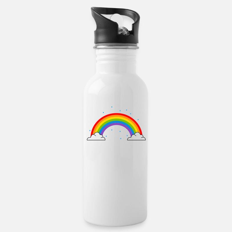 rainbow - Water bottle with straw - white