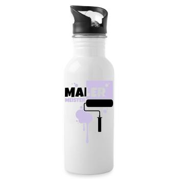 maler beruf malermeister - Trinkflasche mit integriertem Trinkhalm - Weiß - Rechts