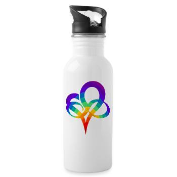 Buntes LGBTQ Herz Symbol Polyamorie Geschenk - Trinkflasche mit integriertem Trinkhalm - Weiß - Rechts