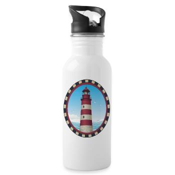 Lighthouse Gift - Lighthouse - Water bottle with straw - white - Right