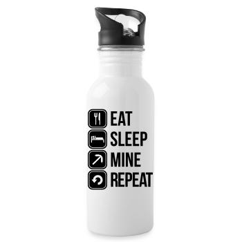 eat sleep mine repeat - Gourde avec paille intégrée - blanc - Droite