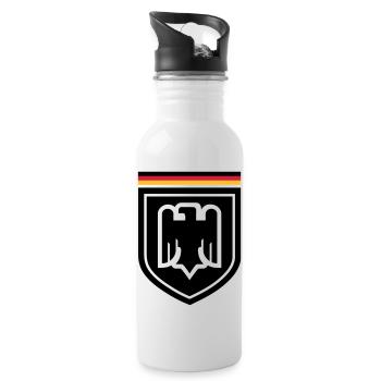 Deutschland Adler Abzeichen 01 - Trinkflasche mit integriertem Trinkhalm - Weiß - Rechts