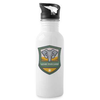 Safari Tour Guide Emblem Shirt - Trinkflasche mit integriertem Trinkhalm - Weiß - Rechts
